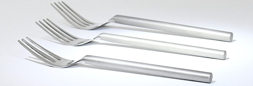 From tea fork to dessert fork to dinner fork parts of Gentle Mademoiselle Collection