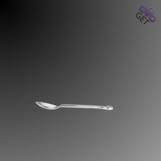 Round handle swirl at end stainless steel teaspoon side view of Swirl Silver collection