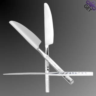 All views handmade dinner knife highly polished stainless steel rectangular shaped gently hammered handle Classy Arthur Collection