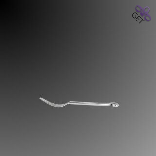 Swirl Silver tea fork side view high polished stainless steel, round handle with swirl at end